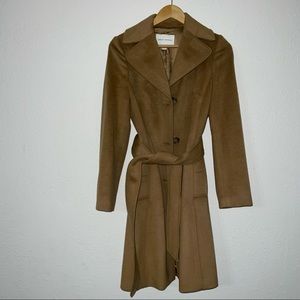 Banana Republic Wool Blend Camel Colored Belted Trench Coat Jacket.